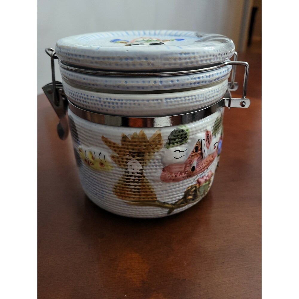 Snowman Textured Hinged 5" Cookie Jar and Locking Lid Coffee Tea Canister